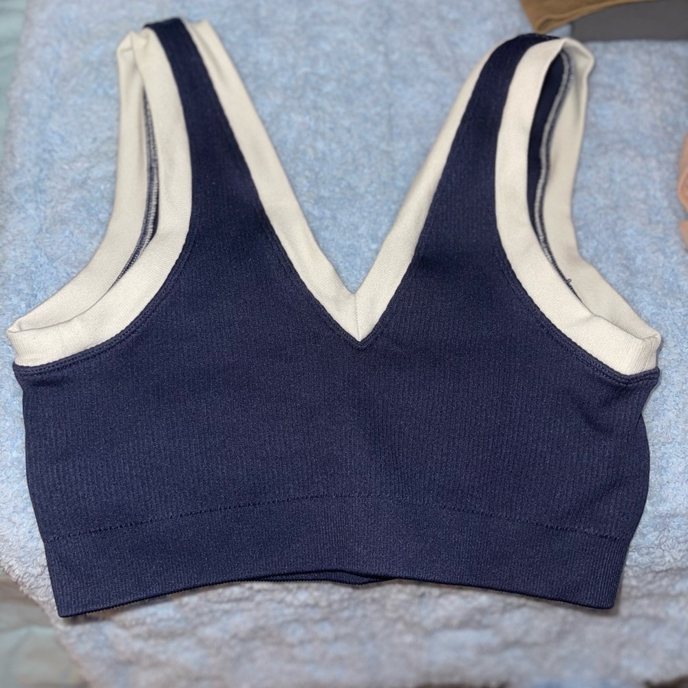 Aerie Navy and Cream Sports Bra